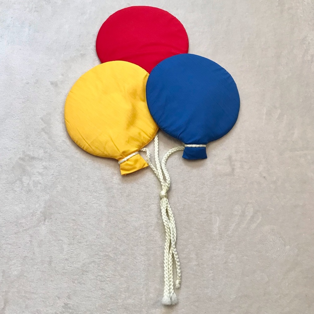 Vintage 80s fabric balloon wall decoration for child’s room or birthday party